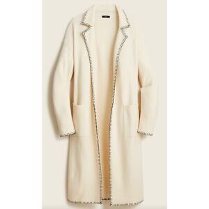 J. Crew Long sweater-coat cream black stitch trim XS/S